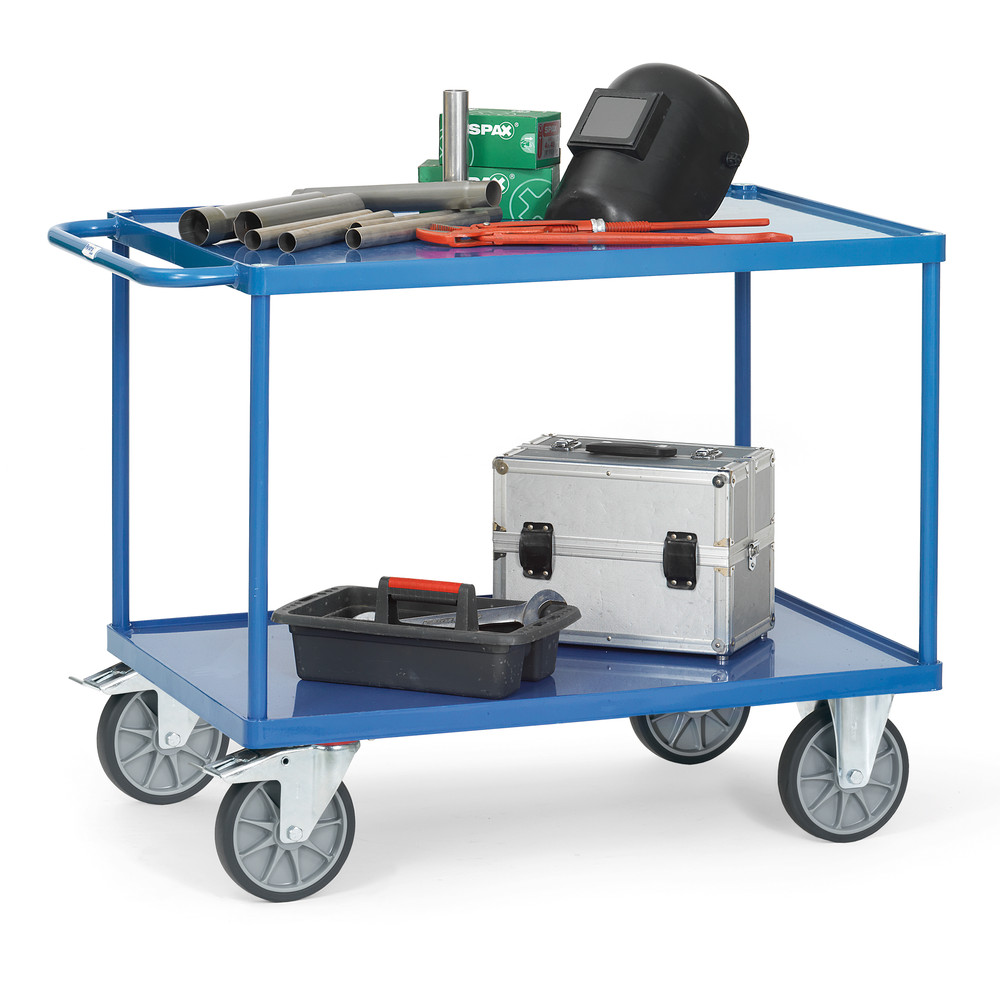 fetra® Mesa transporte con bandejas chapa de acero 2400W