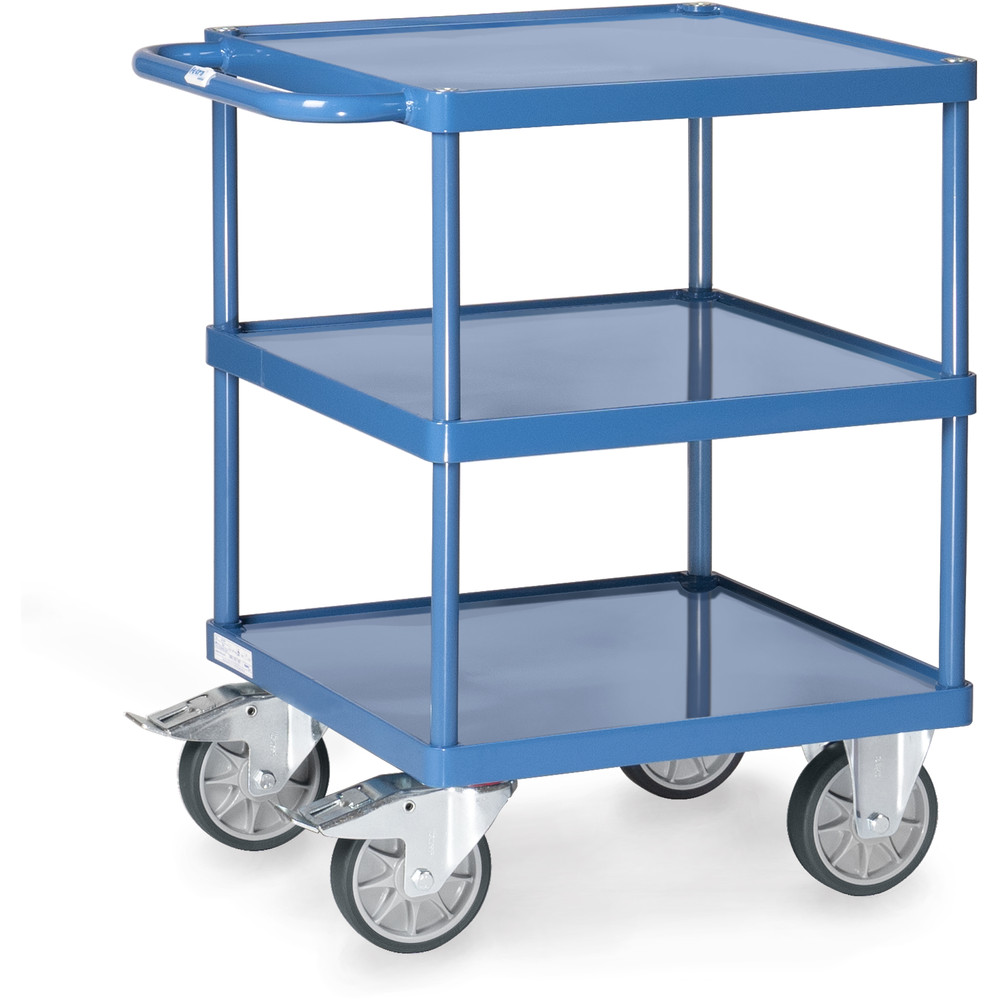 fetra® Mesa transporte con bandejas chapa de acero 2416W