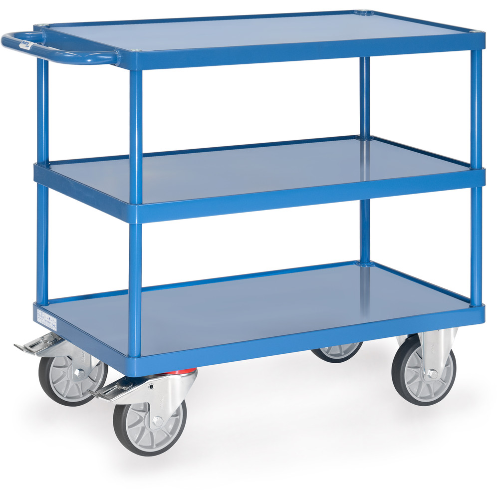 fetra® Mesa transporte con bandejas chapa de acero 2420W