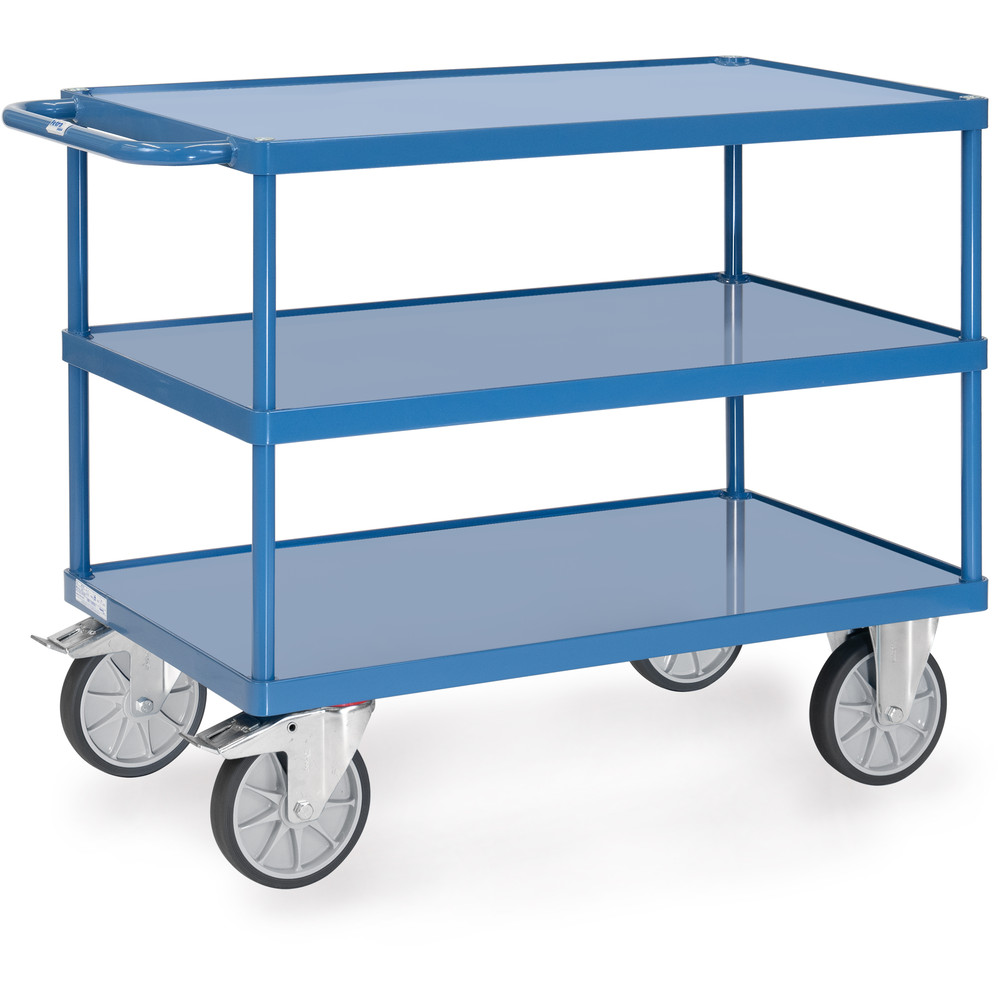 fetra® Mesa transporte con bandejas chapa de acero 2421W