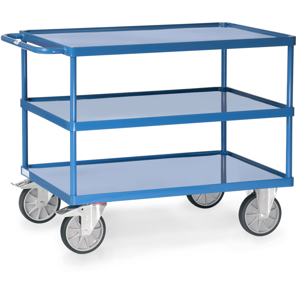 fetra® Mesa transporte con bandejas chapa de acero 2422W
