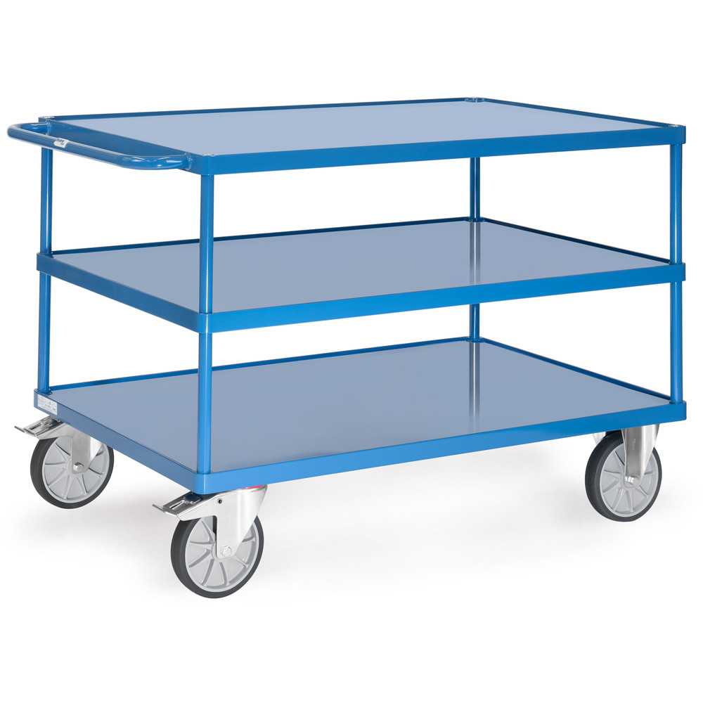 fetra® Mesa transporte con bandejas chapa de acero 2423W
