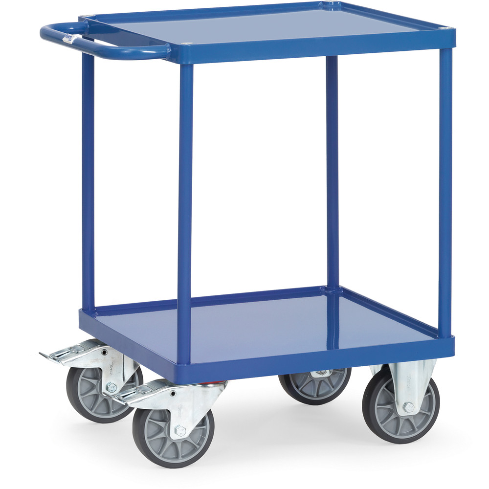 fetra® Mesa transporte con bandejas chapa de acero 2496W