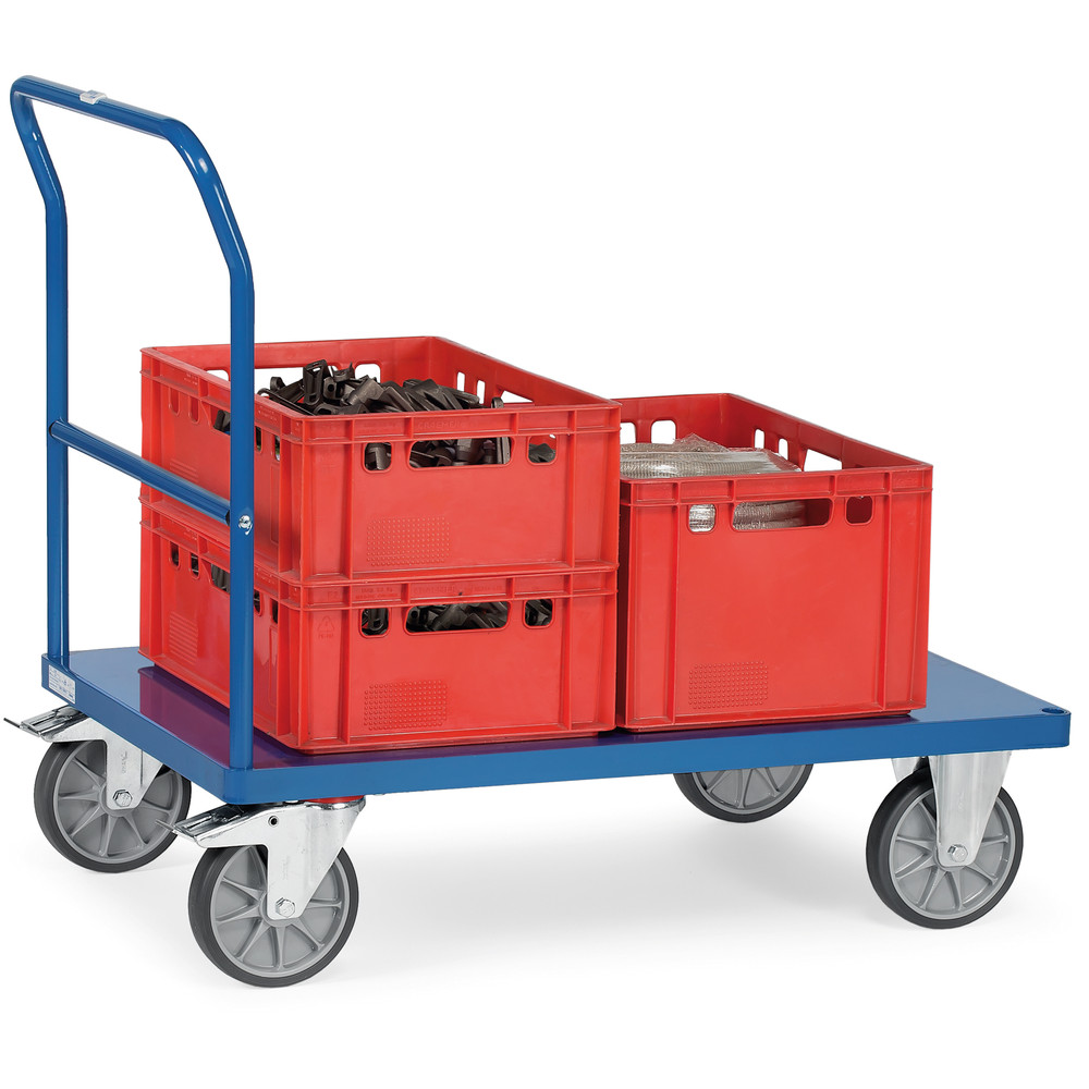 fetra® Carro con barra de empuje con plataforma chapa acero 2502B
