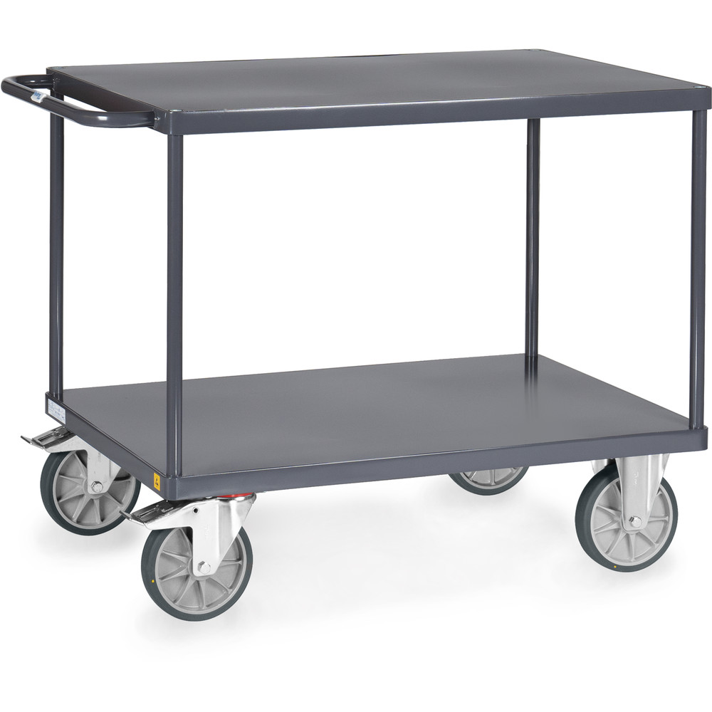 fetra® Mesa transporte ESD con plataformas chapa acero 9400B