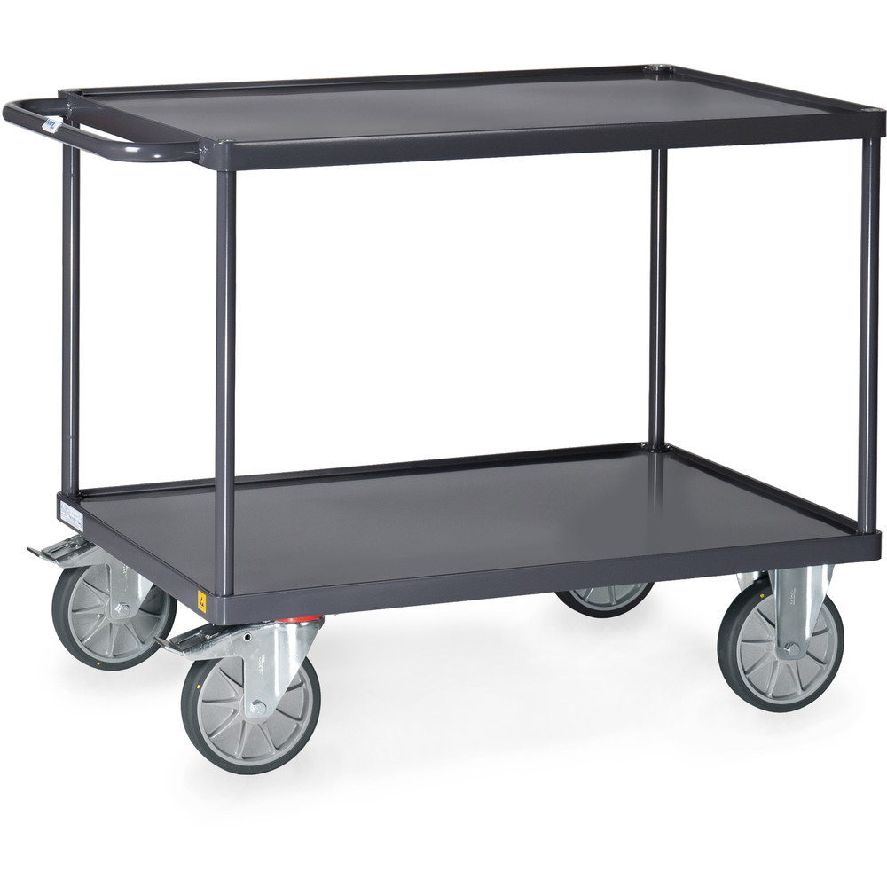 fetra® Mesa transporte ESD con bandejas chapa de acero 9400W