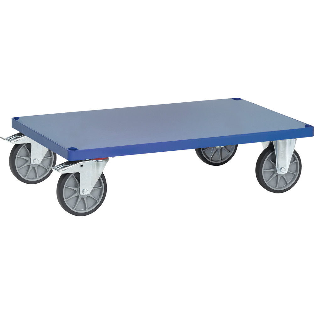 fetra® Carro plataforma con chapa acero E2402BFR para mesa de transporte pesada