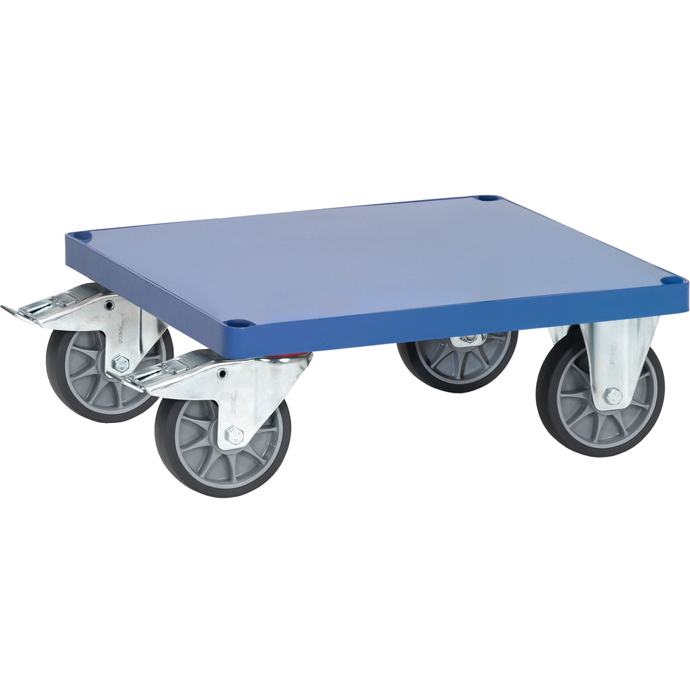 fetra® Carro plataforma con chapa acero E2496BFR para mesa de transporte pesada